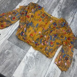FP SAFFRON FLORAL CROPPED Ruched Ruffled Blouse